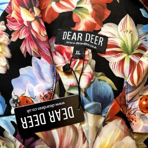 Dear Deer Touch of Modern Men size XL Silk Blend Floral Button Down Eclectic NWT - Picture 6 of 7